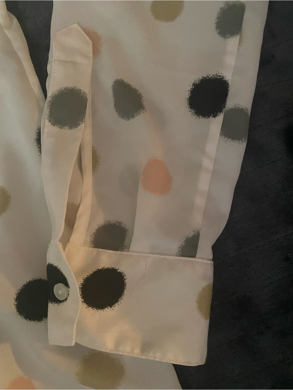 Women's
Polka Dot Long-Sleeve Blouse - White with Multicolor Dots - Picture 4 of 5